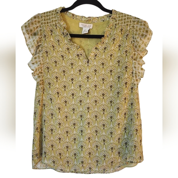 Rachel Zoe Green Patterned Blouse Shirt Top, Professional Dress, Size Small - Picture 1 of 5